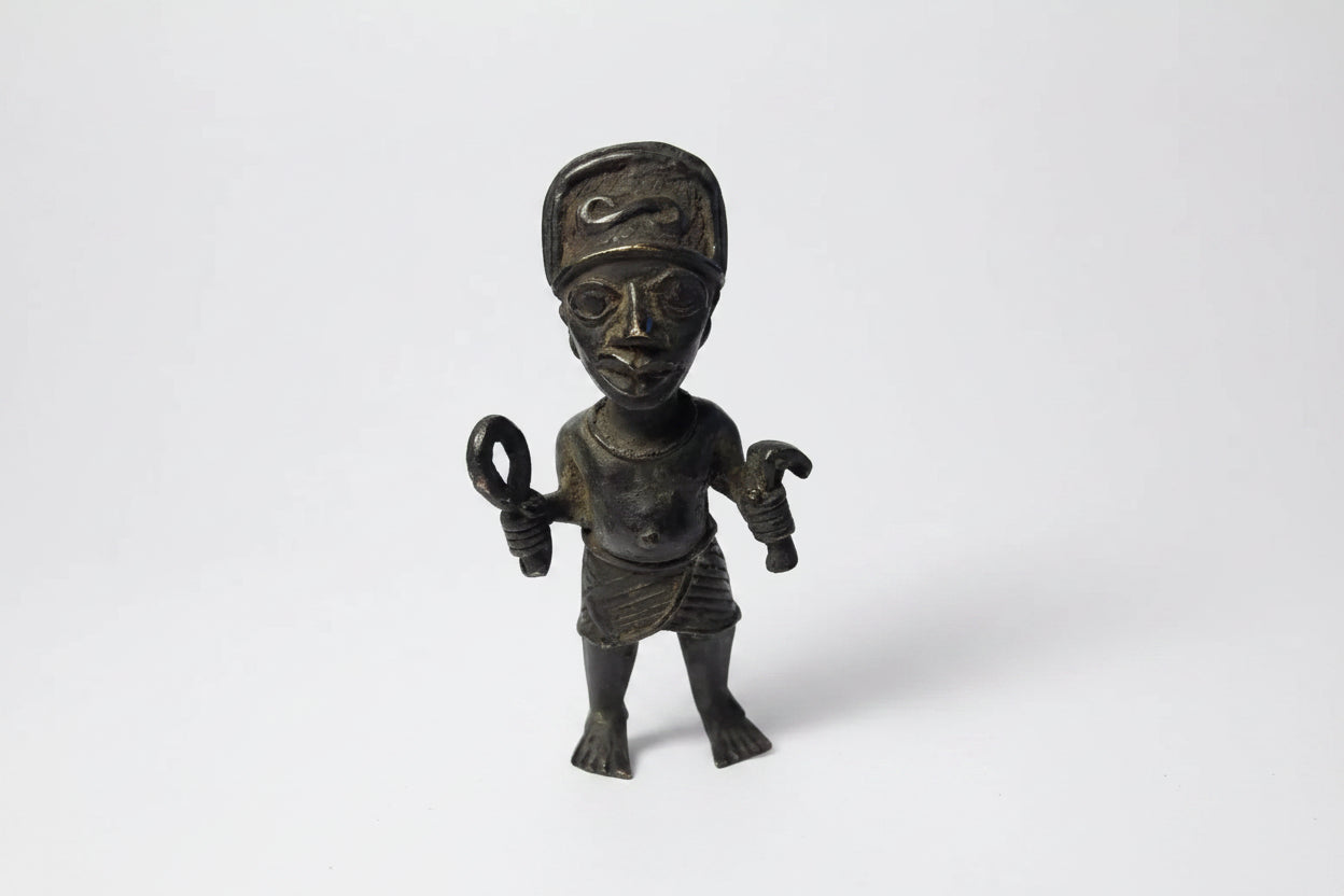 Small Bronze Benin Warrior Figure
