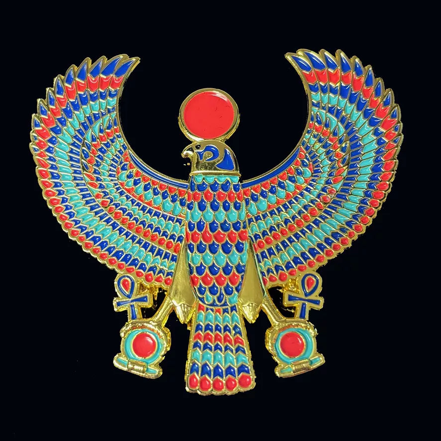 Winged Horus Enamel Brooch