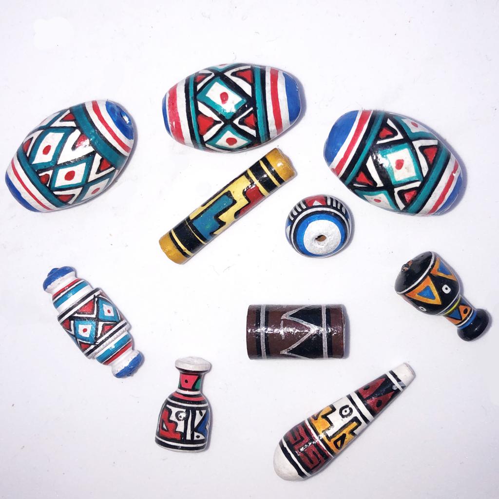 10 x Clay Maya Beads