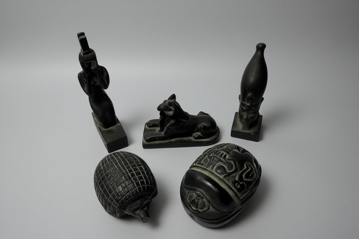 5 Assorted Black Egyptian Figurines