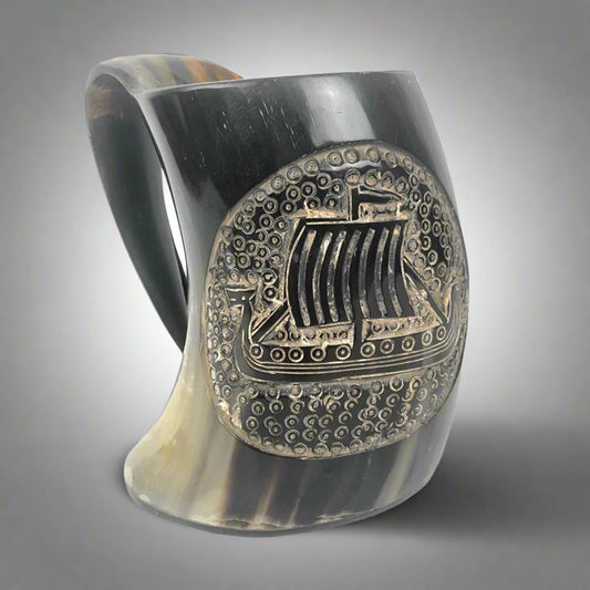 Engraved Viking Horn Tankard