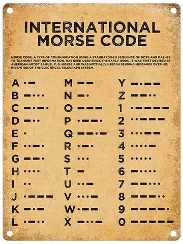 Morse Code Metal Sign