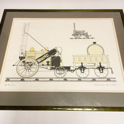 Stephenson Rocket Model and Framed Drawing