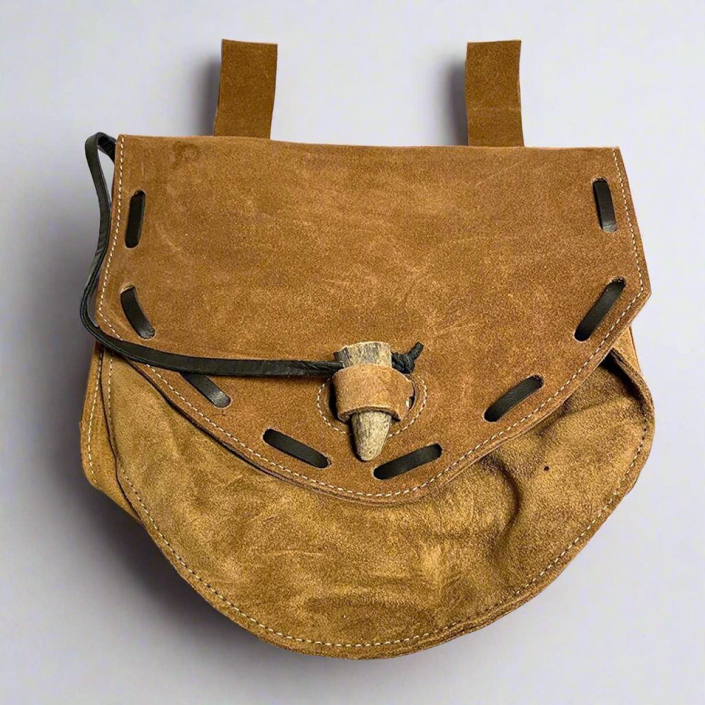 Wide Suede Leather Bag / Belt Pouch