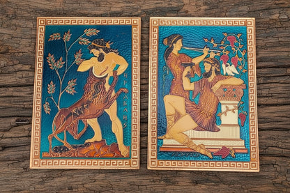 Pair of Embossed Copper Wall Plaques