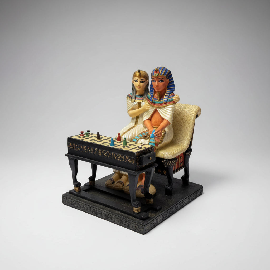 Seated Pharaoh and Queen Figurine