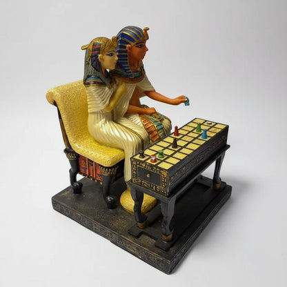 Seated Pharaoh and Queen Figurine