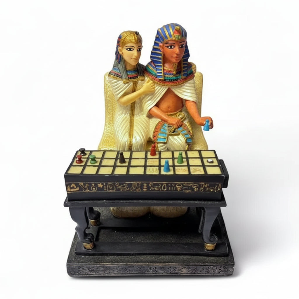 Seated Pharaoh and Queen Figurine