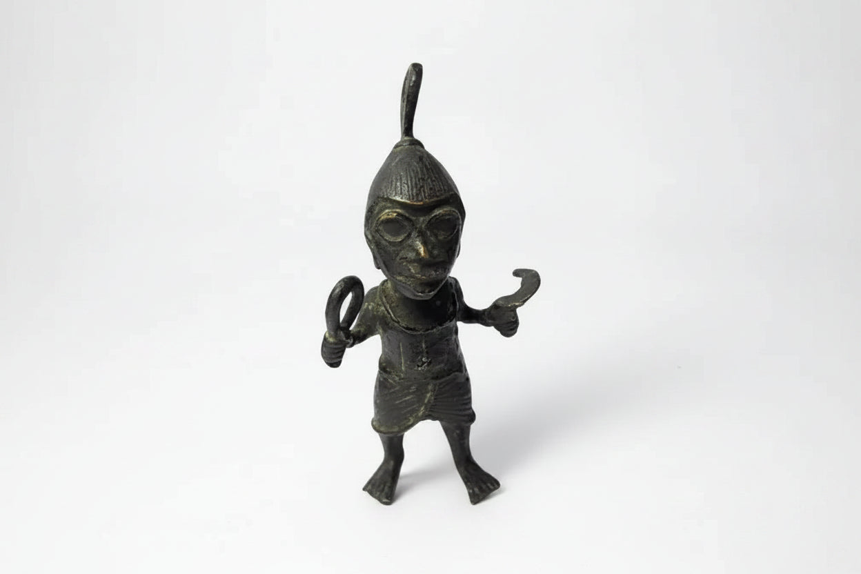Small Bronze Benin Warrior Figure