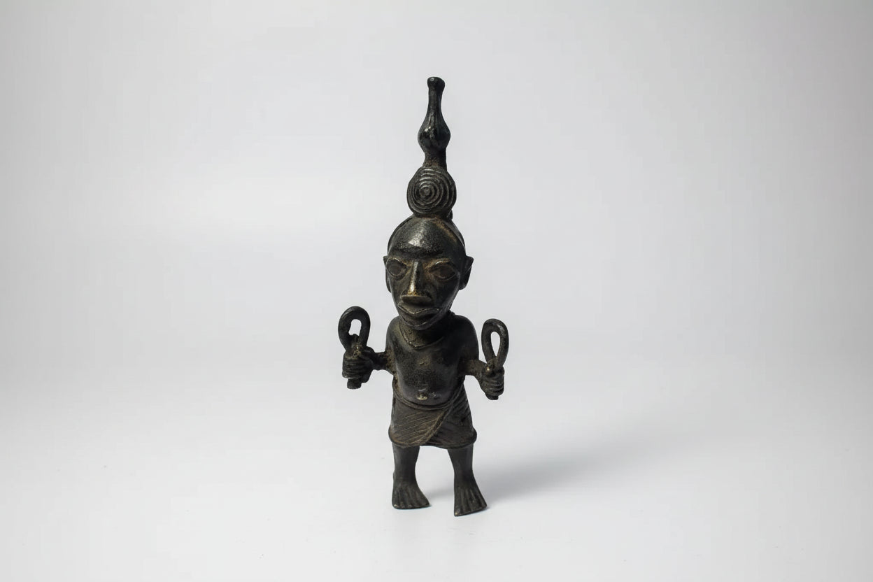 Small Bronze Benin Warrior Figure