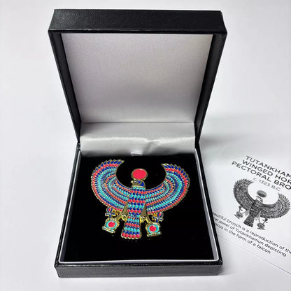 Winged Horus Enamel Brooch