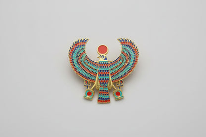 Winged Horus Enamel Brooch