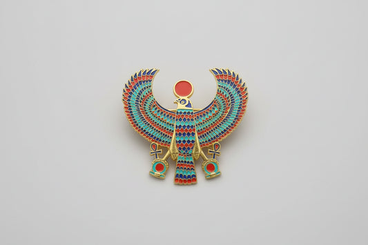 Winged Horus Enamel Brooch